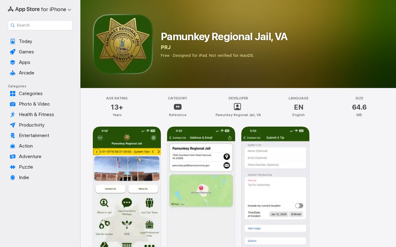 Pamunkey Regional Jail app used for New Kent County current inmate viewing