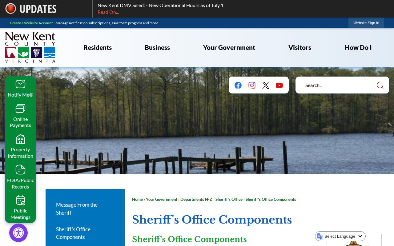 New Kent County Sheriff's Office functions and regional jail release routing