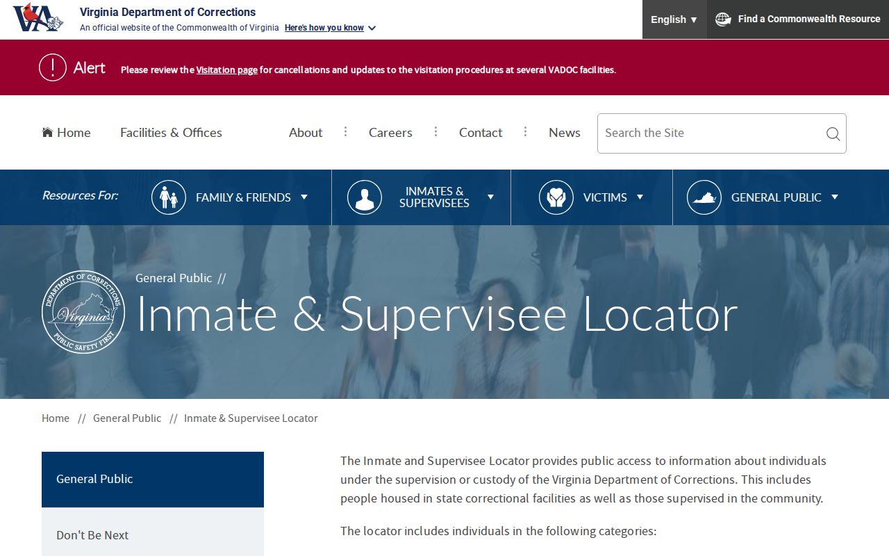 VADOC locator for New Kent County inmate release and supervision checks